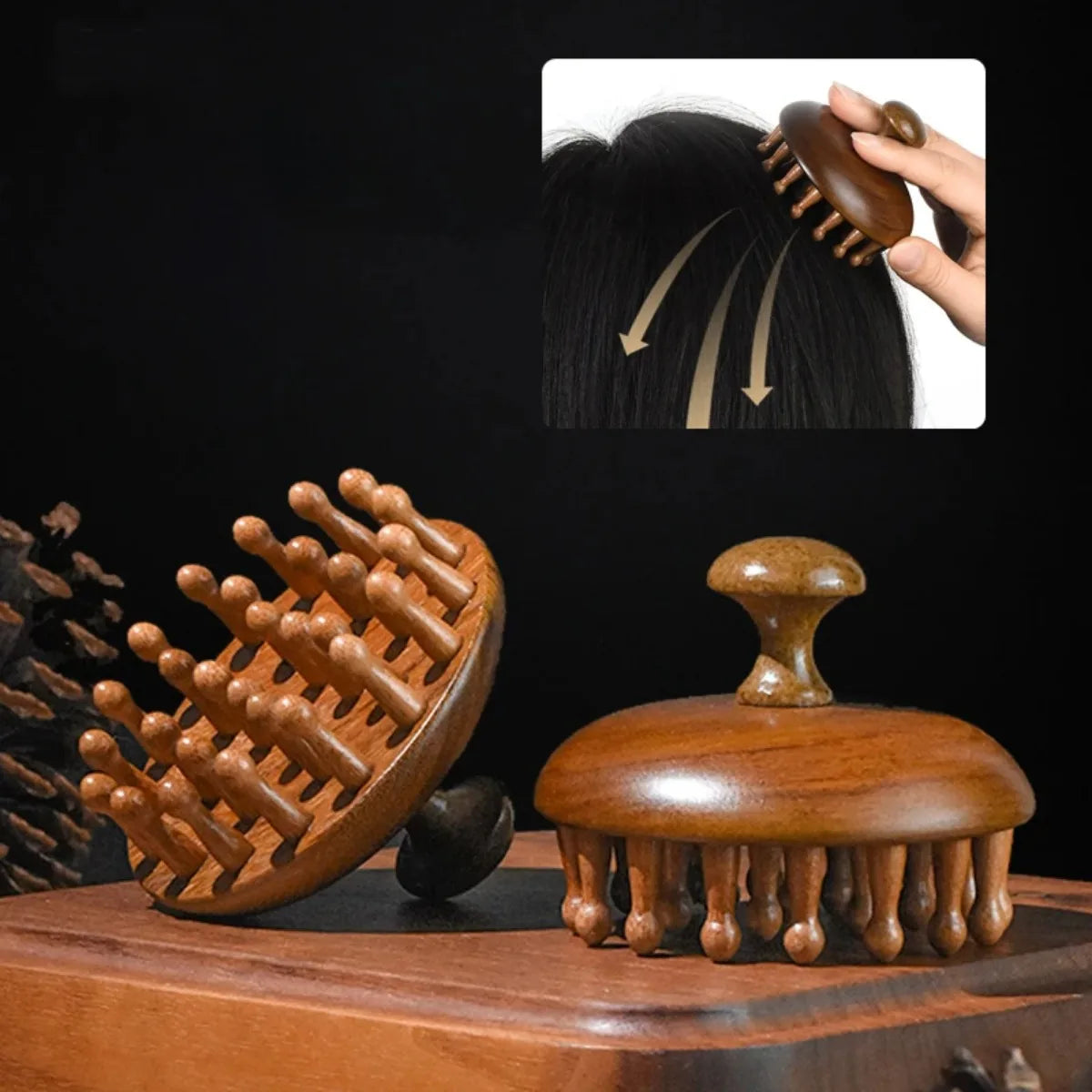 Sandalwood Meridian Scalp Massage Comb - Anti-Static Guasha Tool for Full Body