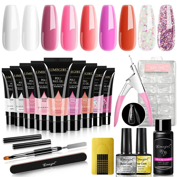 Poly Nail Extension Gel Kit 15ml - CPNP Certified Acrylic Builder Gel for Salon & Home