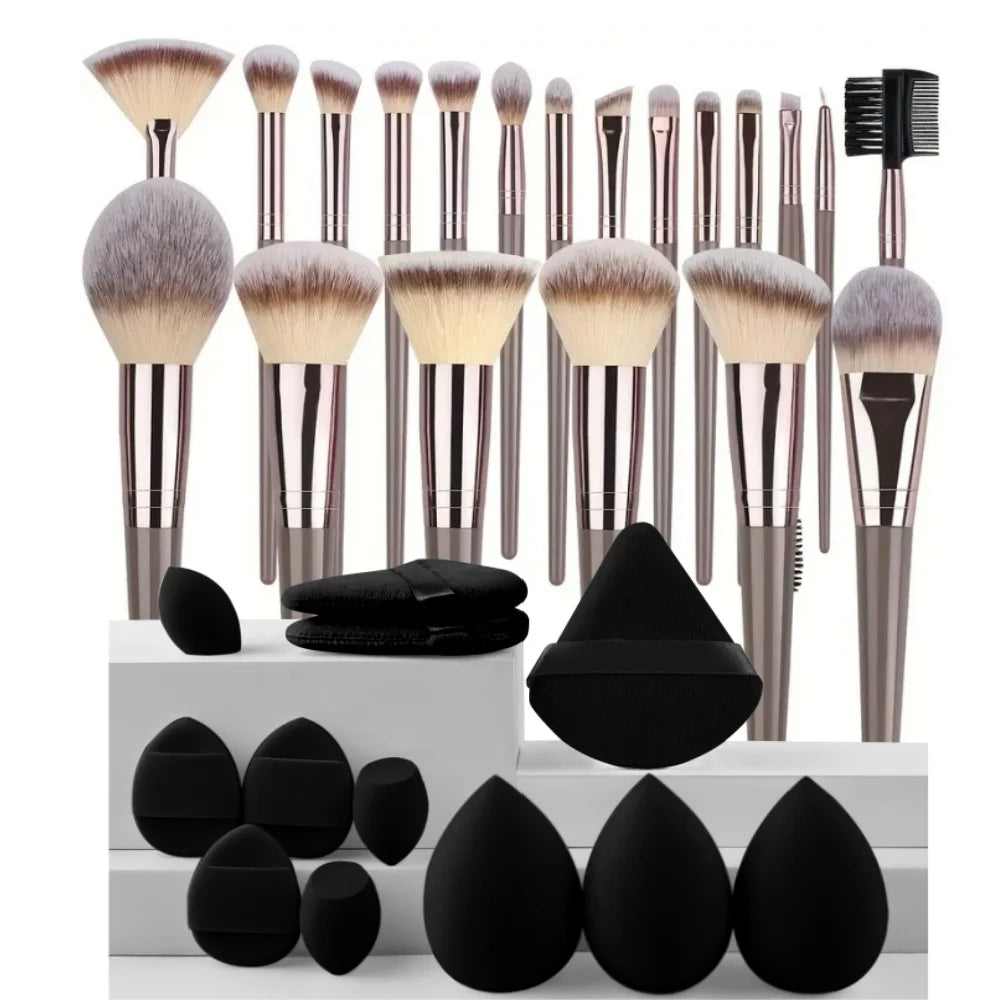 Professional 3-20 Piece Makeup Brush Set - Fluffy Foundation, Eyeshadow & Kabuki