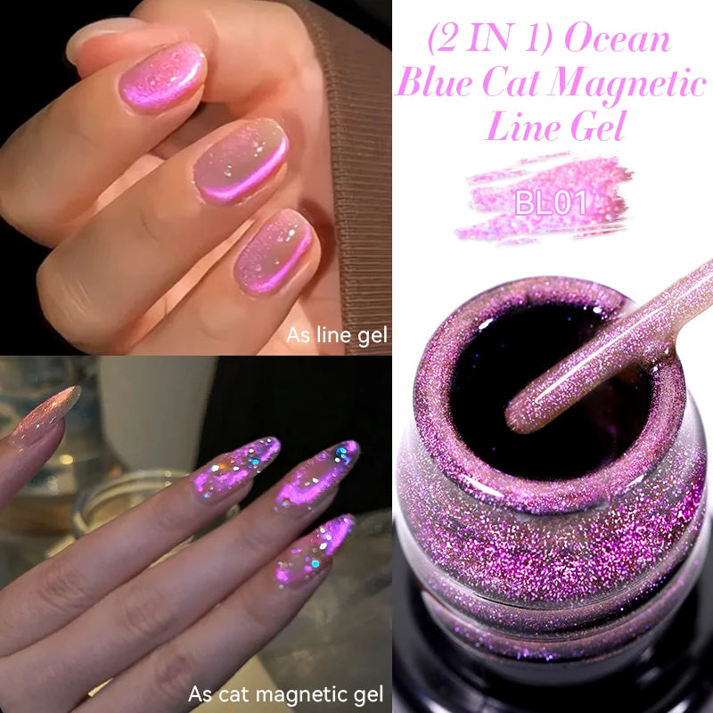 LILYCUTE 5ml Reflective Glitter Liner Gel - Champagne Sparkling Lines for French Nail Art