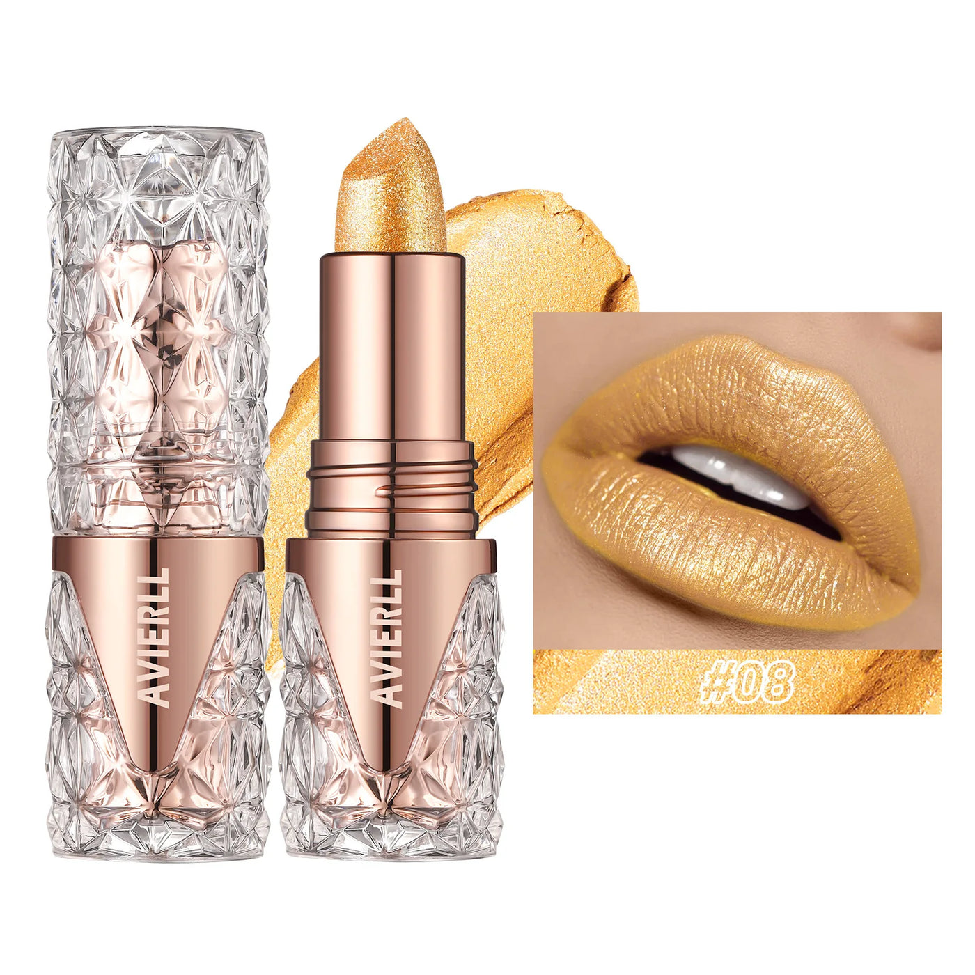 XMSJ Quicksand Gold Fine Glitter Lipstick - Moisturizing Silky Mermaid Shades