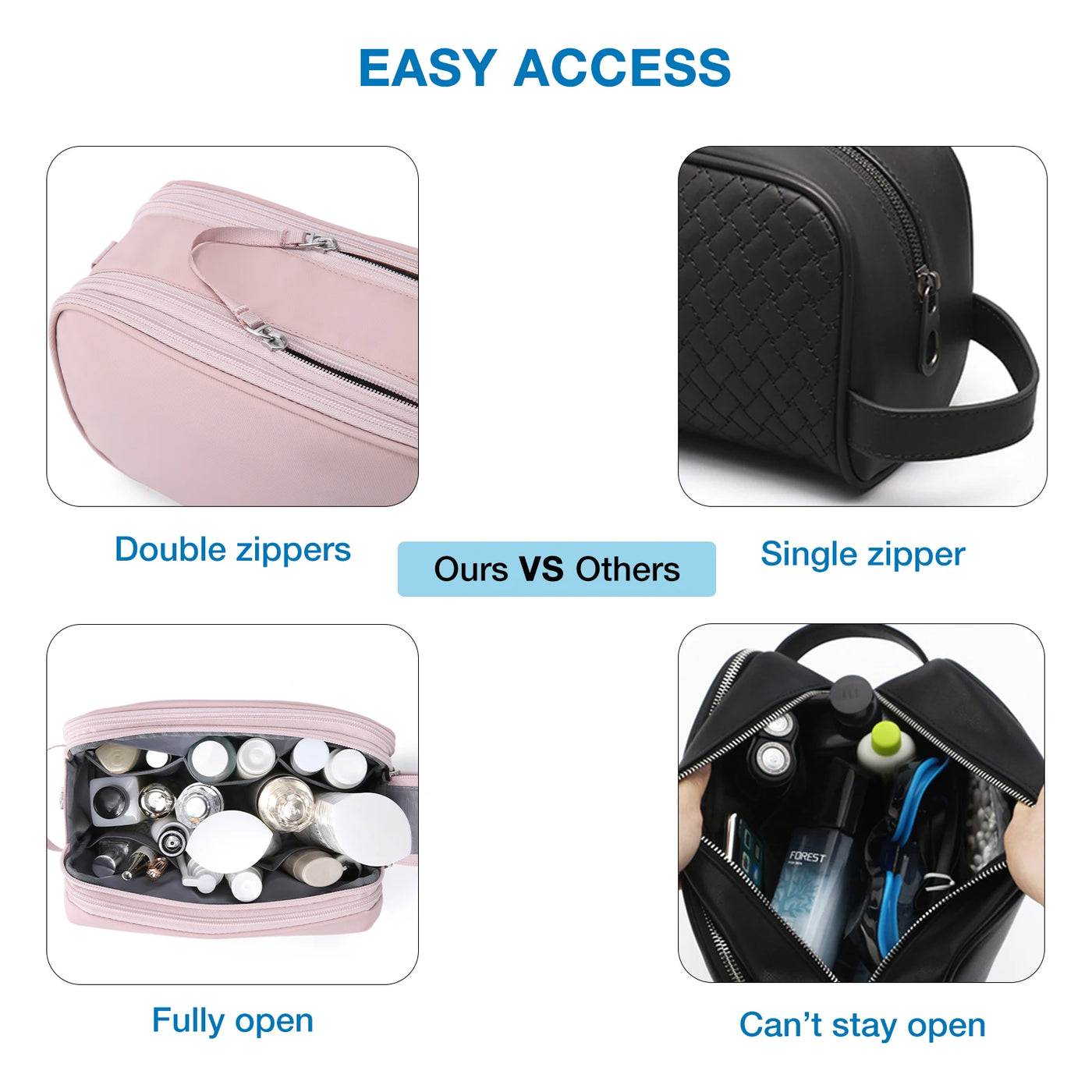 BAGSMART Waterproof Travel Dopp Kit - Lightweight Toiletries & Cosmetic Bag for Men & Women