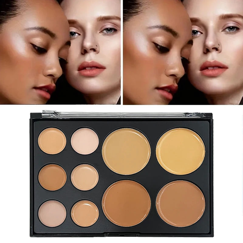 VERONNI 10-Color Concealer & Contour Palette - Matte Coverage for Dark Circles & Tattoos