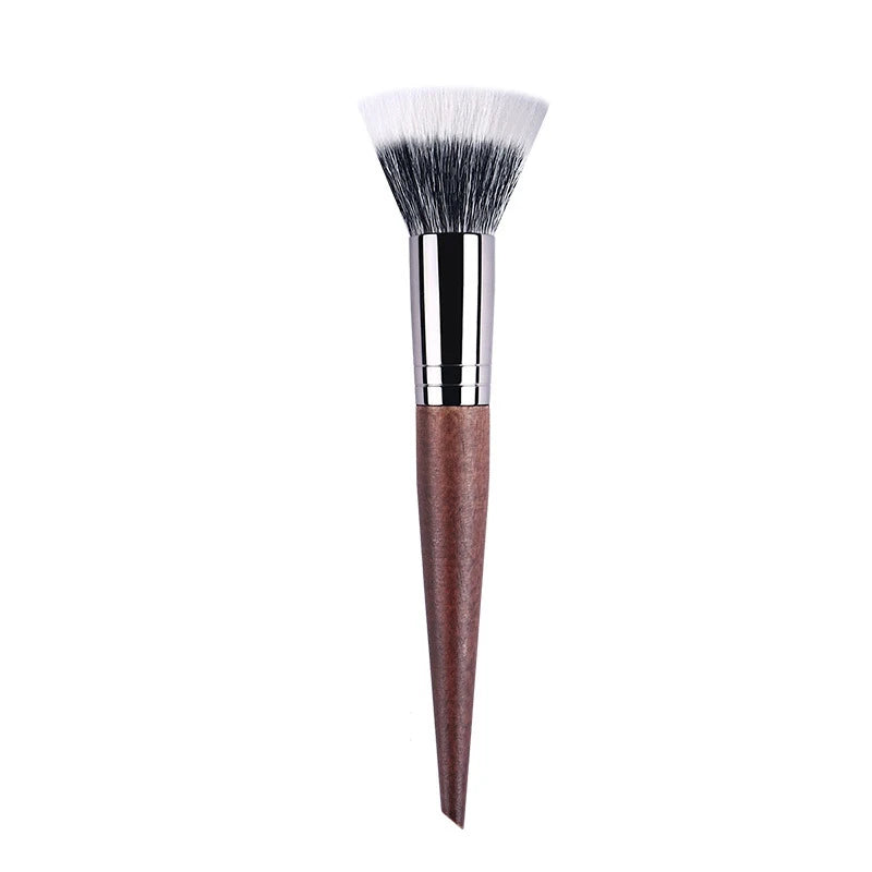 Natural Wood & Goat Hair Stippling Blush Brush - Professional Powder Contour Multi-Function