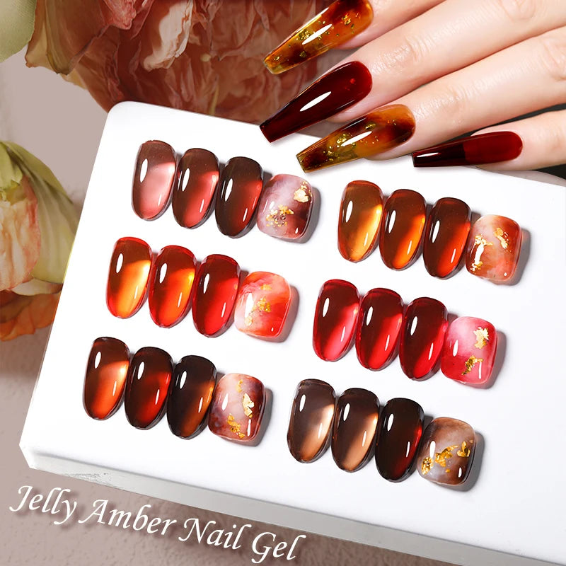 LILYCUTE 7ml Jelly Amber Dark Bloom Leopard Gel Polish - Semi-Permanent UV Nail Art