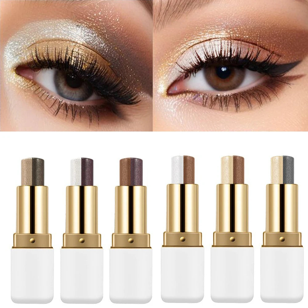 Double Color Eyeshadow Stick - Glitter Shimmer & Metallic Highlight Duo