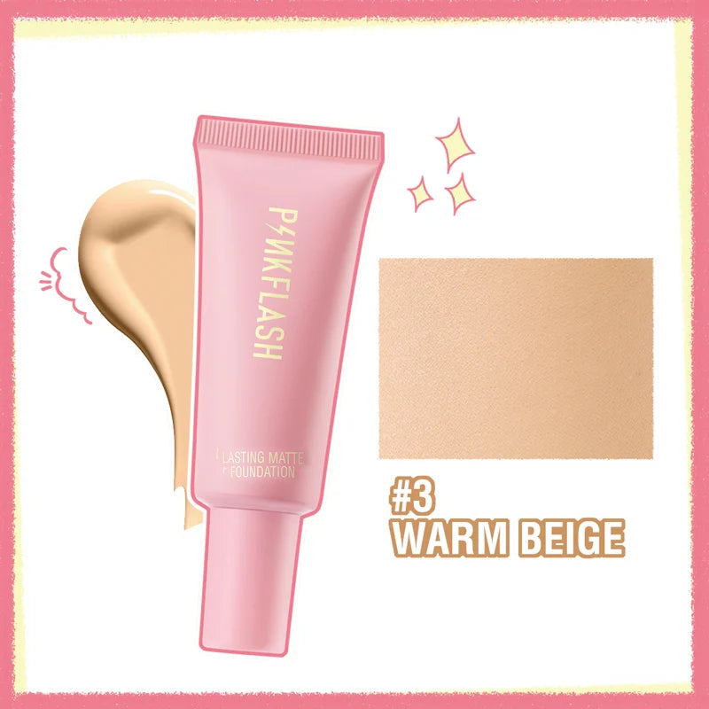 PINKFLASH Full Coverage Matte Foundation - Smooth Oil-Control Natural Look