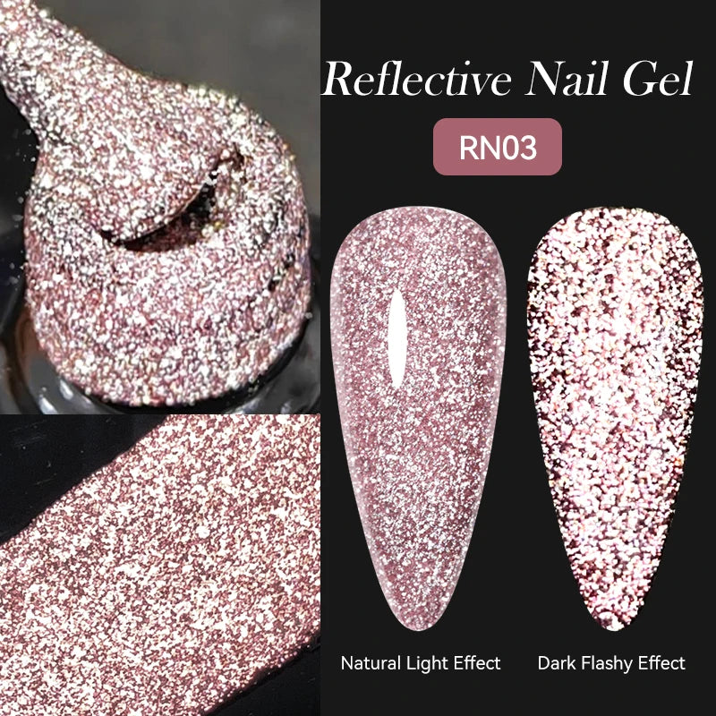 LILYCUTE 5ml Reflective Glitter Liner Gel - Champagne Sparkling Lines for French Nail Art