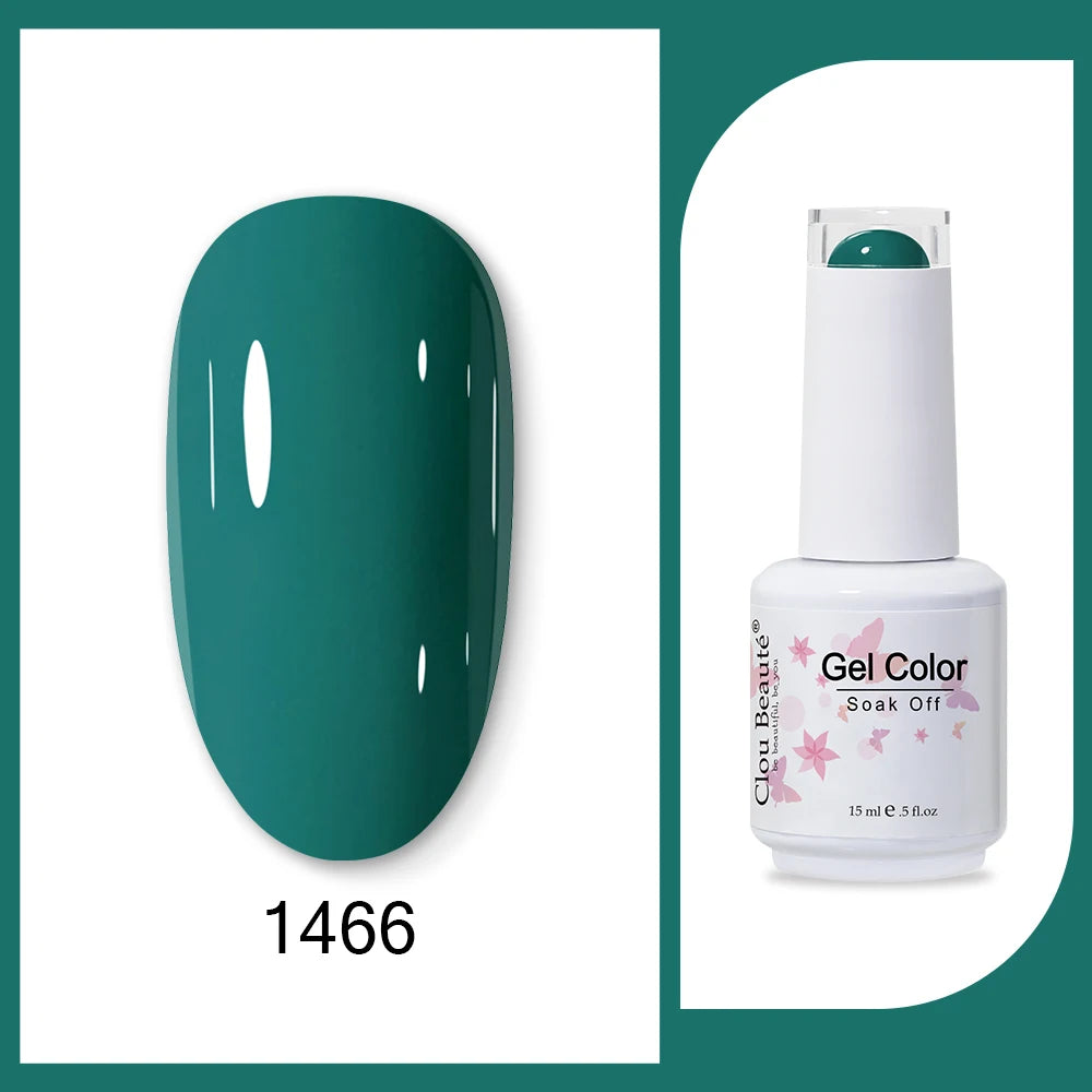 Clou Beaute 15ml HEMA & TPO Free Gel Polish - Army Green Organic Semi-Permanent Nail Art