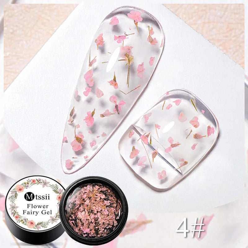 Mtssii Dried Flower Fairy Gel Nail Polish - Natural Botanical Semi-Permanent UV Art