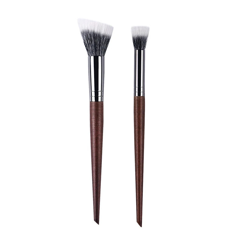 Natural Wood & Goat Hair Stippling Blush Brush - Professional Powder Contour Multi-Function