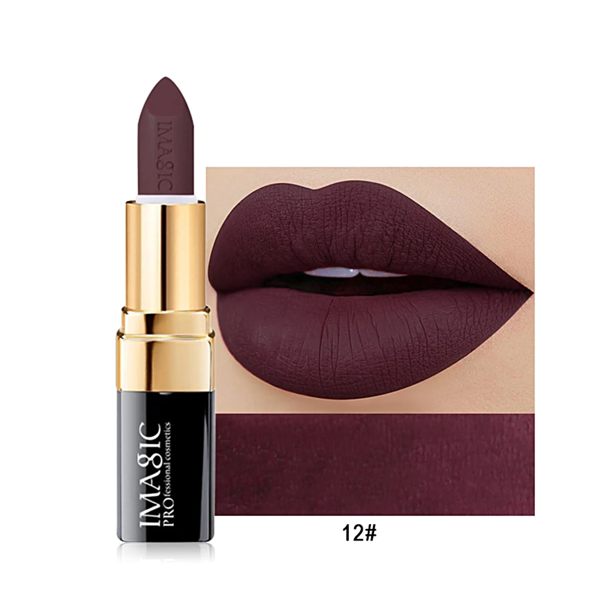 IMAGIC 12-Color Matte Velvet Lipstick Set - Waterproof Nude & Bold Shades