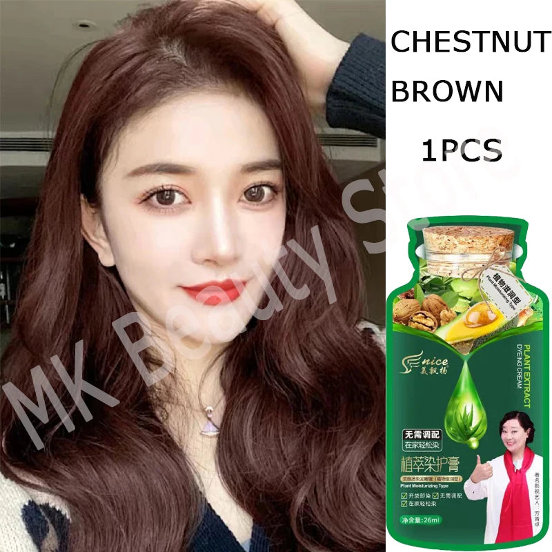 Natural Herbal Hair Dye Shampoo - 5-Minute Color Change, Covers Gray, Non-Irritating