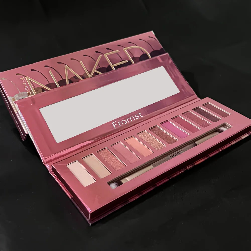 12-Color Brown & Pink Eyeshadow Palette - Long-Lasting Easy Everyday Makeup