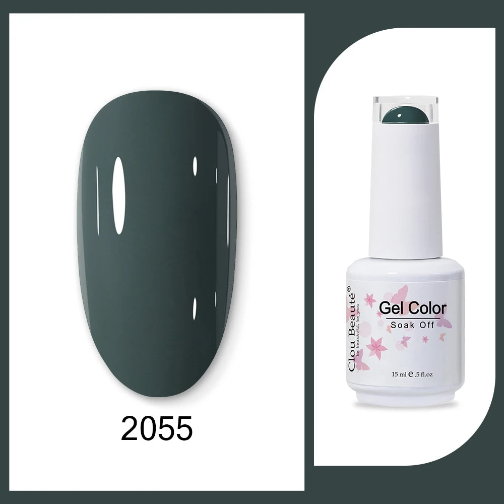Clou Beaute 15ml HEMA & TPO Free Gel Polish - Army Green Organic Semi-Permanent Nail Art