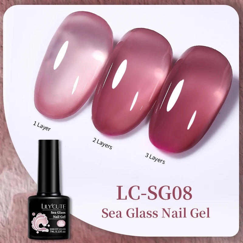 LILYCUTE 7ml Jelly Amber Dark Bloom Leopard Gel Polish - Semi-Permanent UV Nail Art