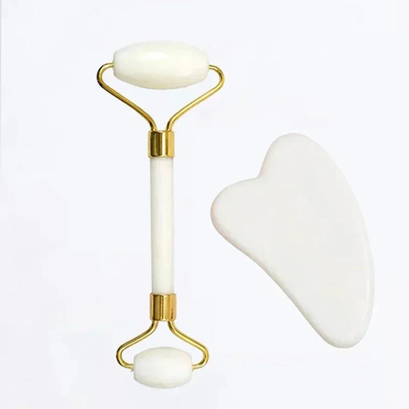 AYHle Natural Jade Roller & Gua Sha Set - Face Lifting, Acupoint Spa Massage Tool