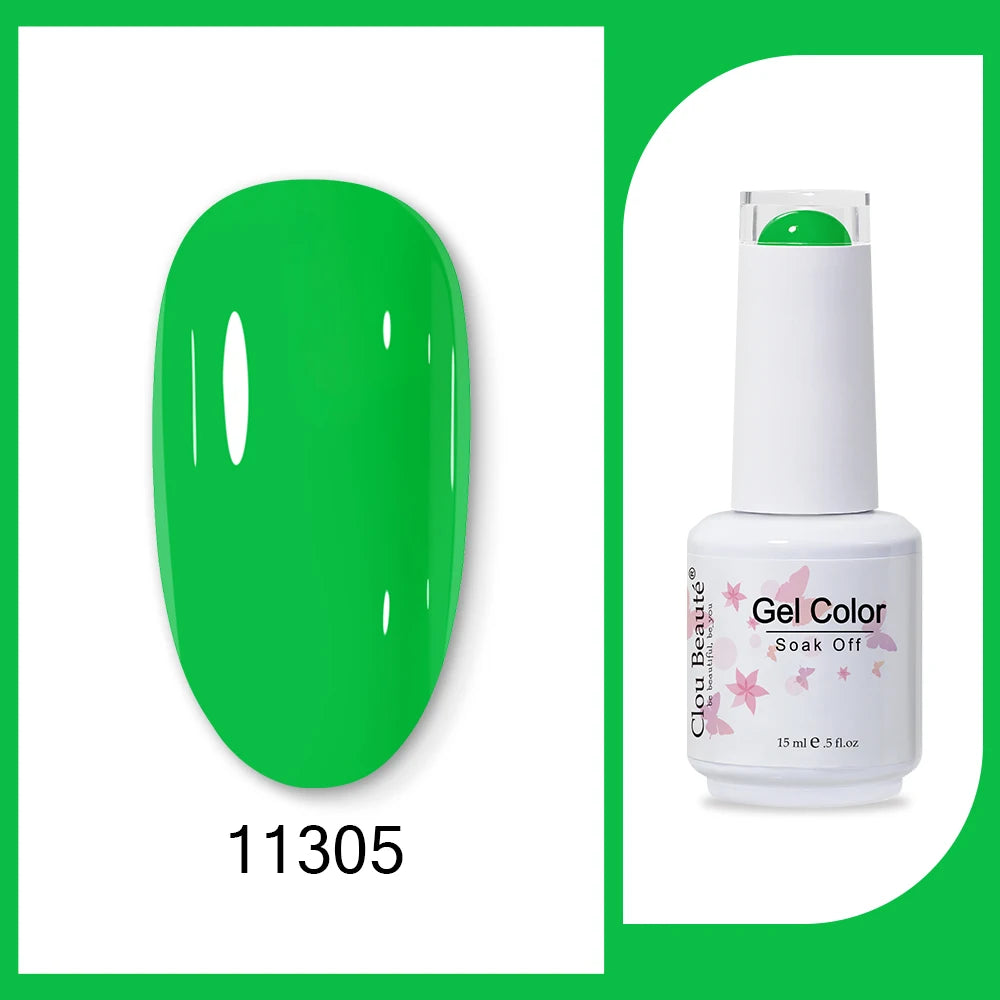 Clou Beaute 15ml HEMA & TPO Free Gel Polish - Army Green Organic Semi-Permanent Nail Art