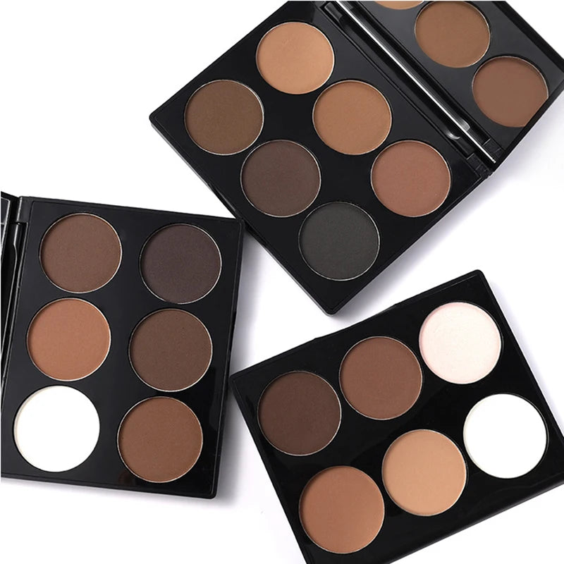 ZYXUAQIR 6-Color 3D Highlighter & Bronzer Contour Palette - Professional Matte Face Sculpting