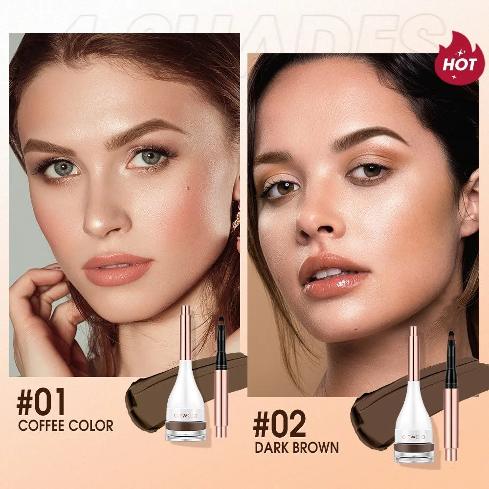 O.TWO.O Eyebrow Pomade Brow Gel - Natural Waterproof Sculpted Tint with Brush
