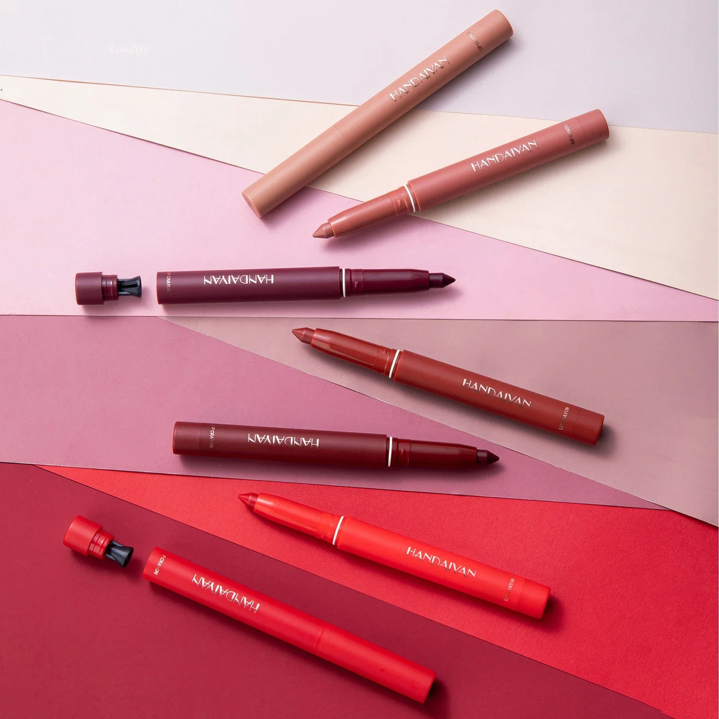 12-Color Pink Velvet Matte Lip Liner Pencil Set - Waterproof Plumping Crayon
