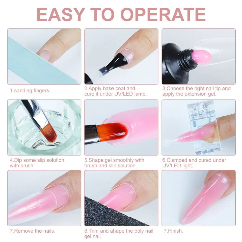 Poly Nail Extension Gel Kit 15ml - CPNP Certified Acrylic Builder Gel for Salon & Home