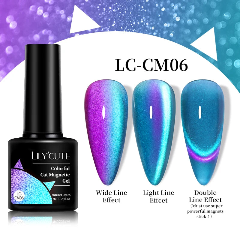 LILYCUTE 9D Cat Eye Magnetic Gel Polish 7ml - Iridescent UV/LED Soak-Off Nail Art