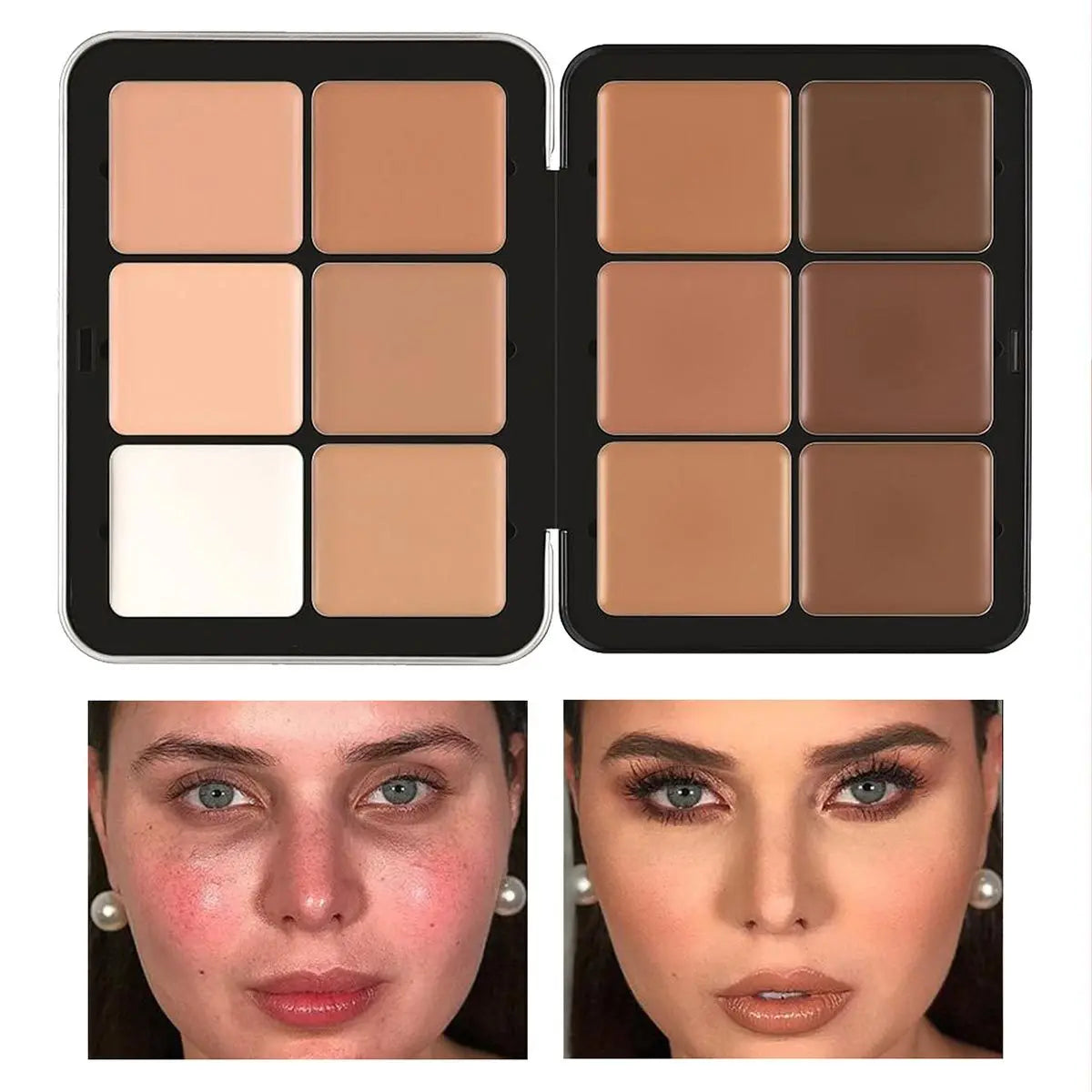 12-Color Blush & Contour Cream Palette - Concealer, Highlighter & Blemish Cover