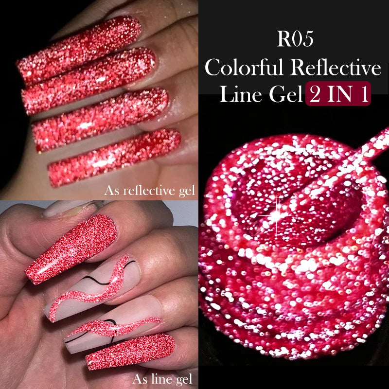 LILYCUTE 5ml Reflective Glitter Liner Gel - Champagne Sparkling Lines for French Nail Art