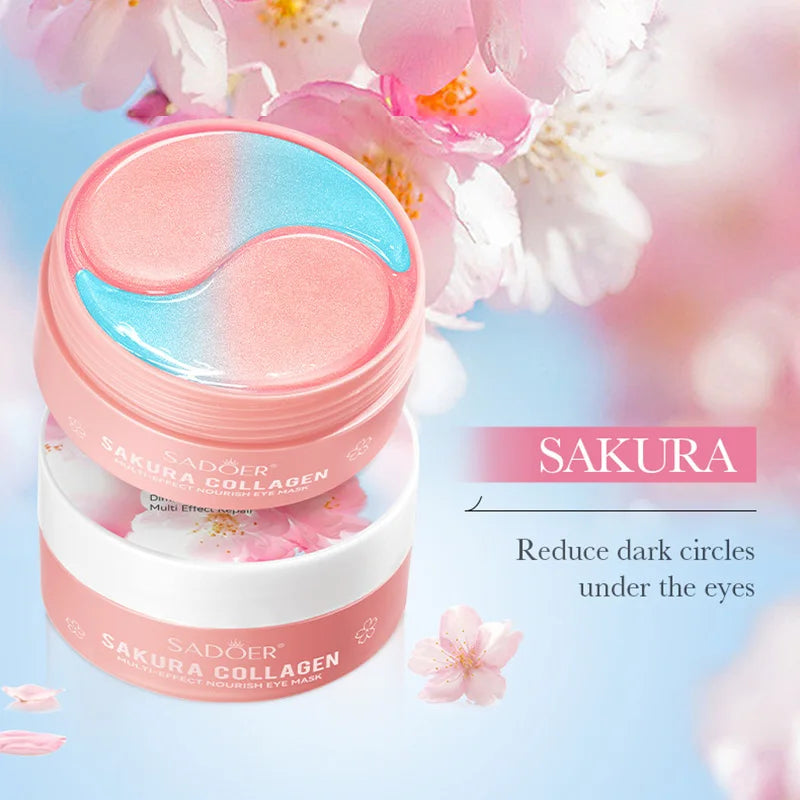 SADOER Sakura Eye Mask 60pcs - Anti Dark Circles, Wrinkle Removal & Moisturizing Patches