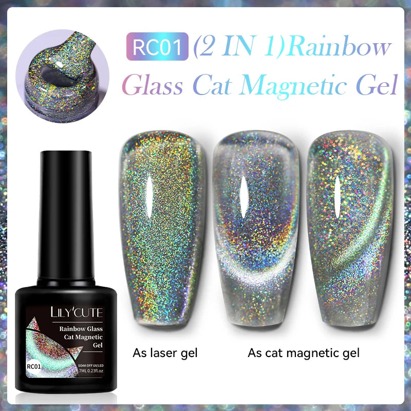 LILYCUTE 9D Cat Eye Magnetic Gel Polish 7ml - Iridescent UV/LED Soak-Off Nail Art