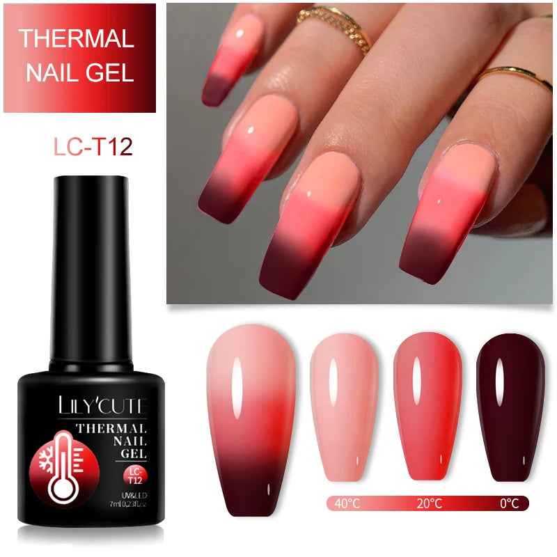 LILYCUTE 7ml Thermal Temperature-Changing Gel Nail Polish - Semi-Permanent UV Gel Art