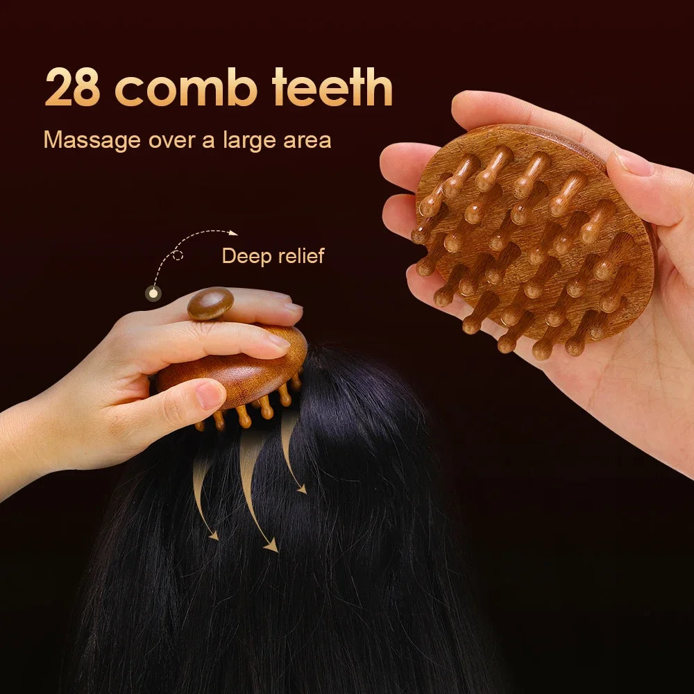 Sandalwood Meridian Scalp Massage Comb - Anti-Static Guasha Tool for Full Body