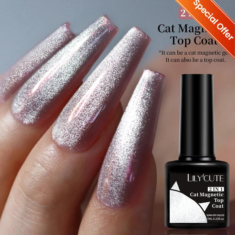 LILYCUTE 7ml No-Wipe Top Coat & UV Base Gel - Semi-Permanent Soak-Off Nail Manicure
