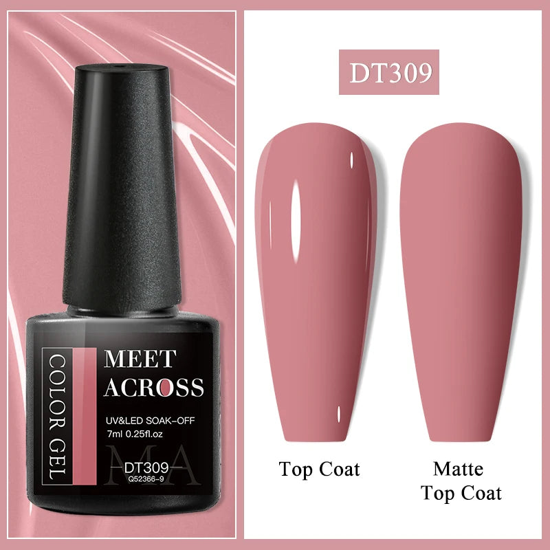 MEET ACROSS 7ml Wine Red Gel Polish - Long-Lasting French Style Nail Art Varnish