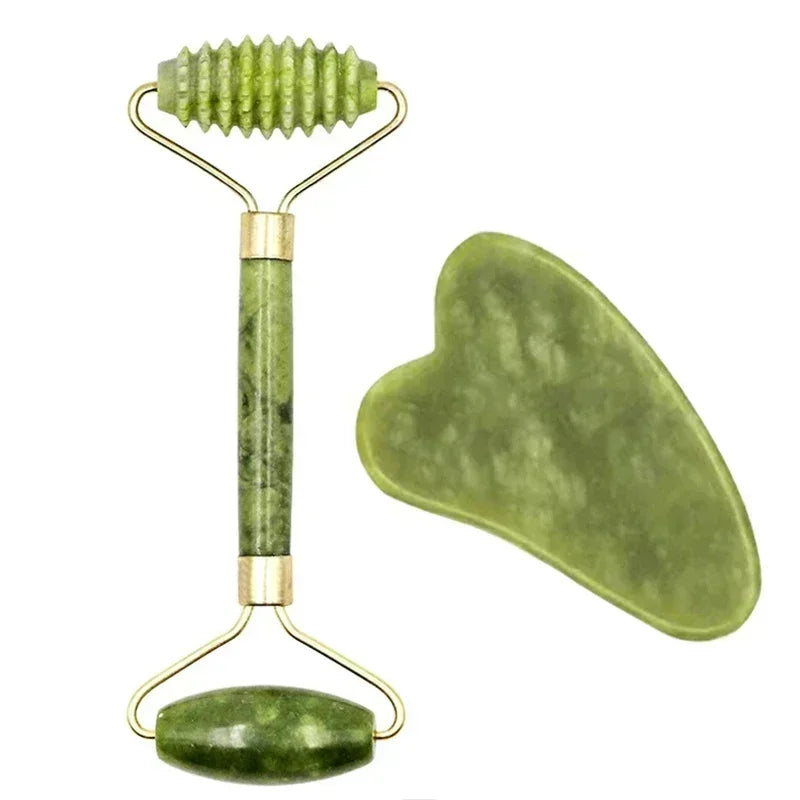 AYHle Natural Jade Roller & Gua Sha Set - Face Lifting, Acupoint Spa Massage Tool