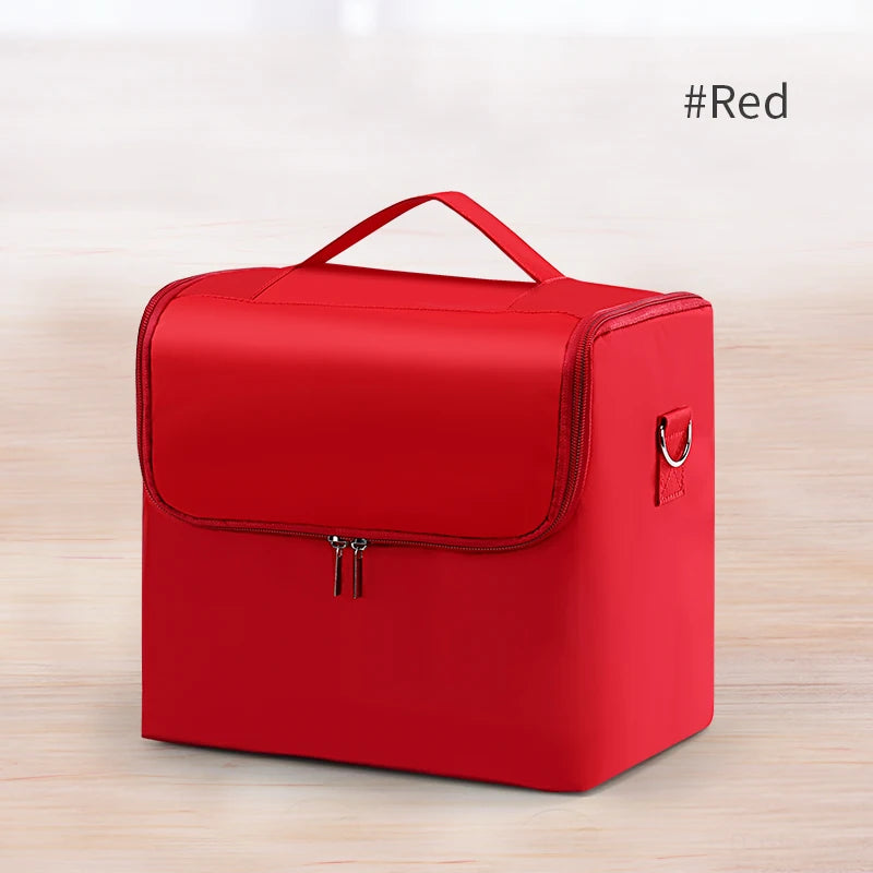 4-Tier Professional Makeup Train Case - Large Women's Travel Storage Box with Adjustable Nail Organizer