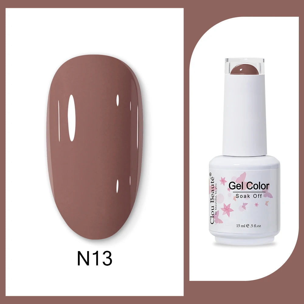 Clou Beaute 15ml HEMA & TPO Free Gel Polish - Army Green Organic Semi-Permanent Nail Art