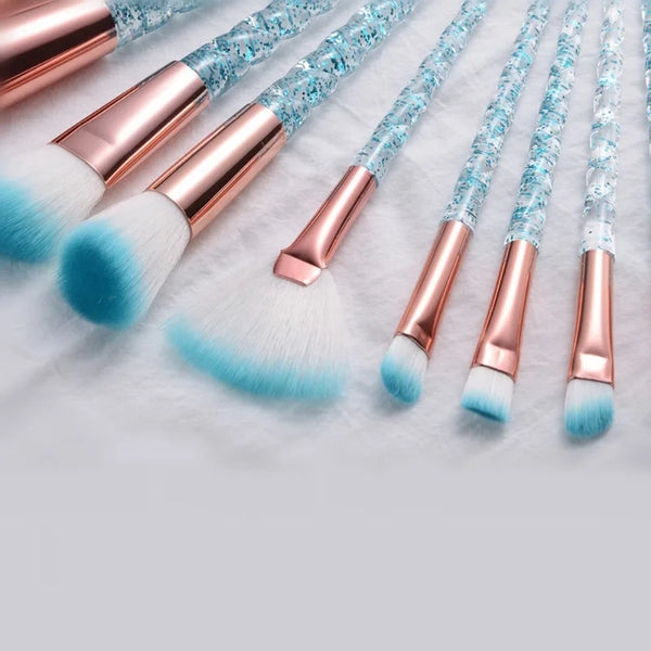Unicorn Glitter Makeup Brush Set - Foundation, Powder, Blush & Eyeshadow Synthetic