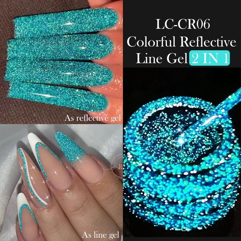 LILYCUTE 5ml Reflective Glitter Liner Gel - Champagne Sparkling Lines for French Nail Art