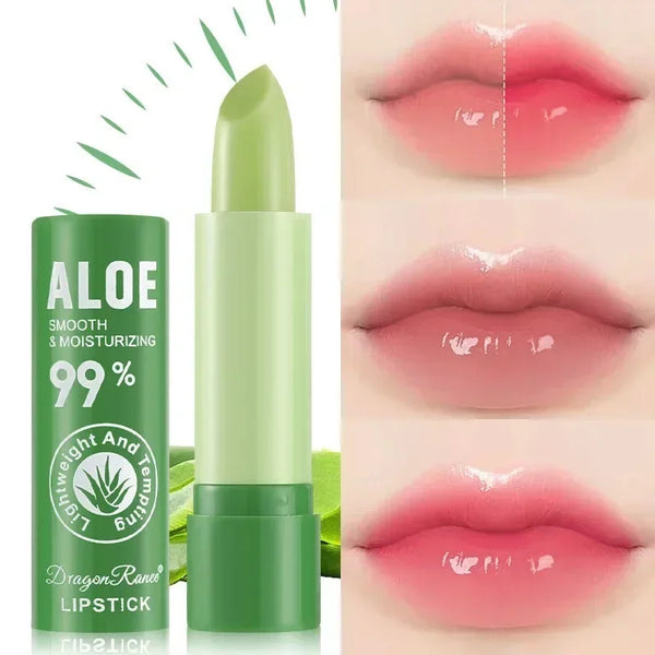 Aloe Vera Colour-Changing Lip Balm Stick - Moisturizing Hydrating Watery Unisex Care