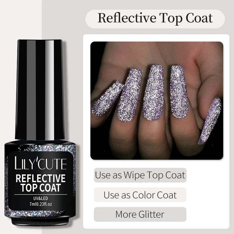 LILYCUTE 7ml No-Wipe Top Coat & UV Base Gel - Semi-Permanent Soak-Off Nail Manicure
