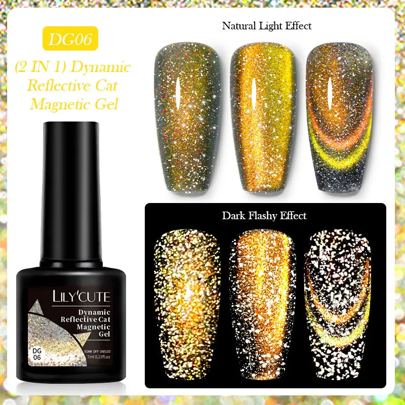 LILYCUTE 9D Cat Eye Magnetic Gel Polish 7ml - Iridescent UV/LED Soak-Off Nail Art