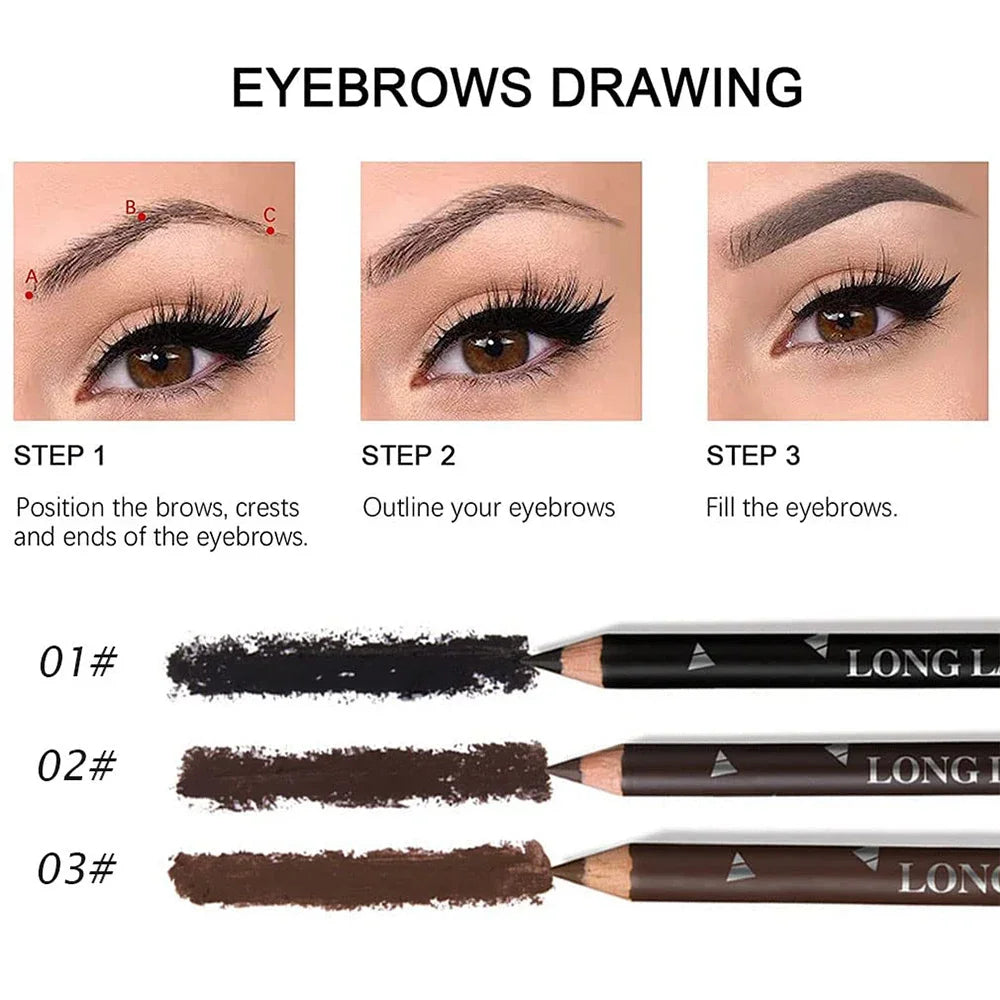6/12-Pack Waterproof Eyebrow Pencils - Professional Natural Black & Brown Set