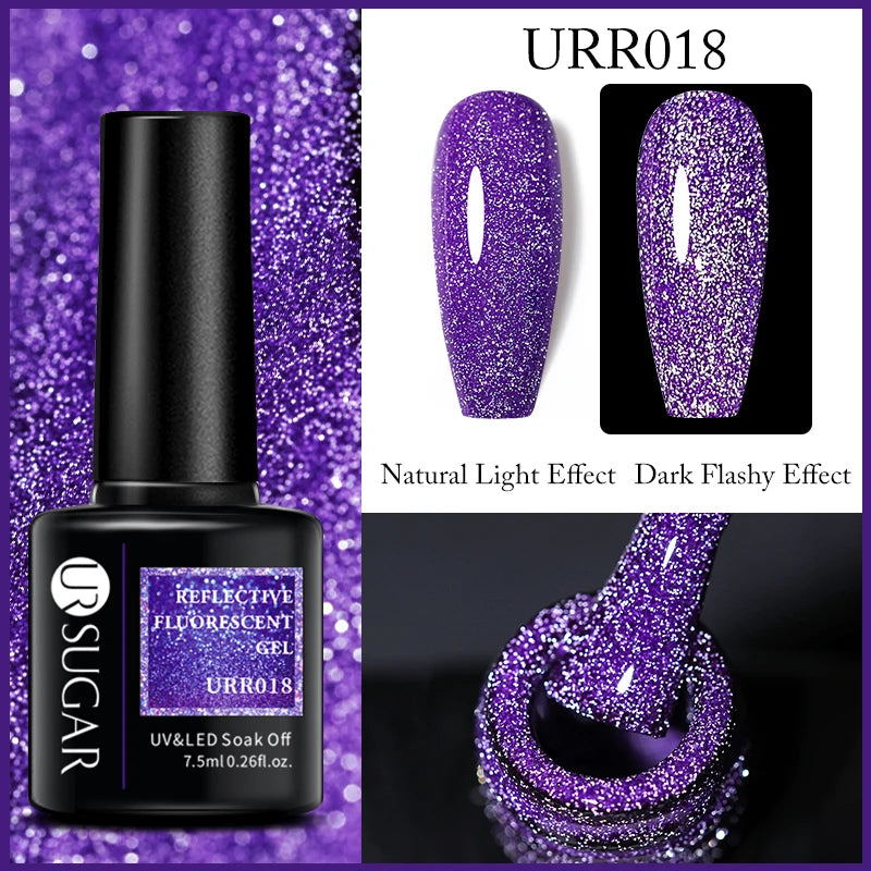 UR SUGAR 7.5ml Reflective Glitter Gel Polish - Pink Sequins UV Soak-Off Semi-Permanent