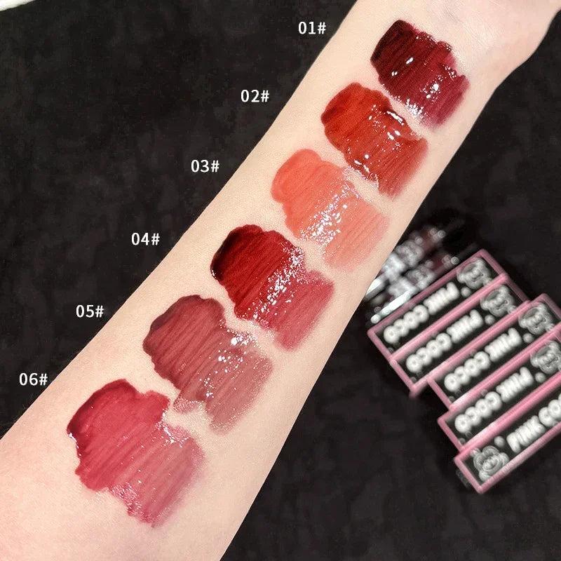 Mirror Glass Lip Tint - Punk Dark Red Juice Glaze, Water-Light Clear Liquid Liptint