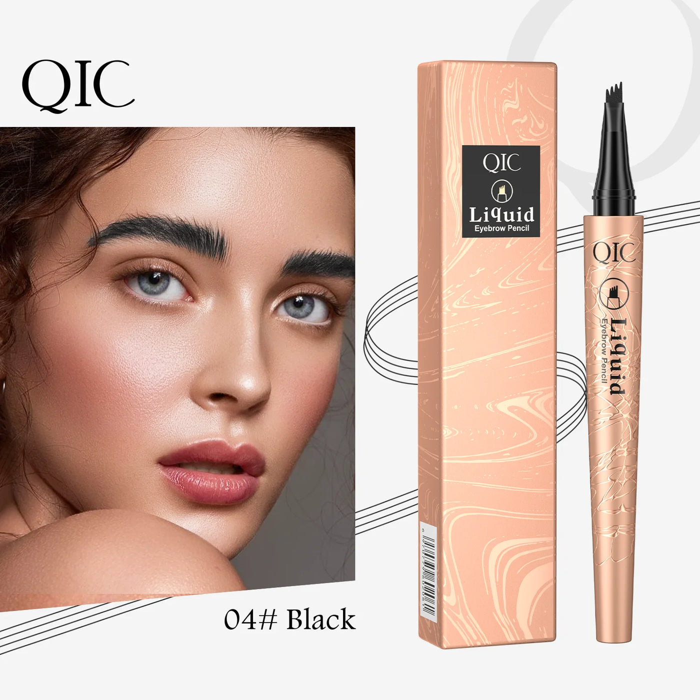 QIHENGYUE 4-Tip Microblade Liquid Eyebrow Pen - Smudge-Proof Waterproof Natural