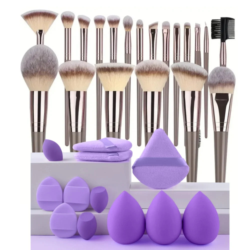 Professional 3-20 Piece Makeup Brush Set - Fluffy Foundation, Eyeshadow & Kabuki
