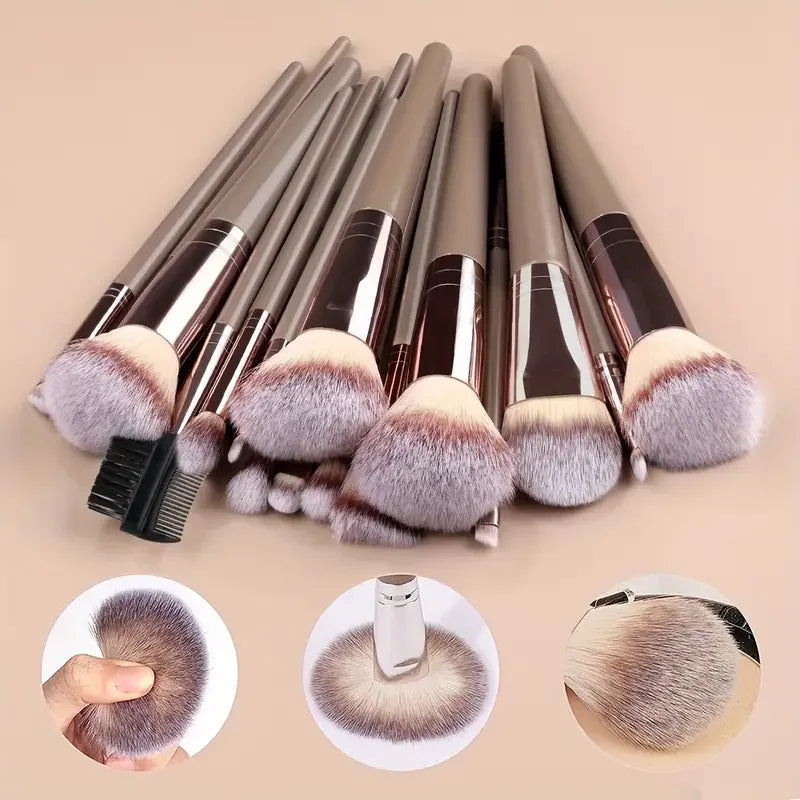 Professional 3-20 Piece Makeup Brush Set - Fluffy Foundation, Eyeshadow & Kabuki