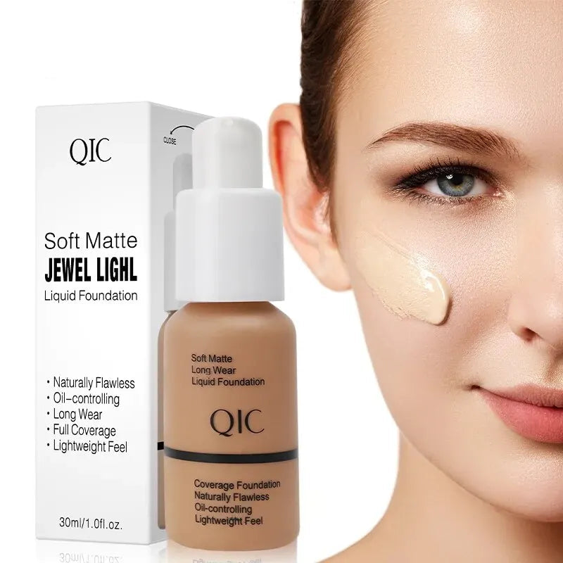 QIC Naturally Flawless Matte Liquid Foundation - Oil-Control, 30ml, 5 Shades